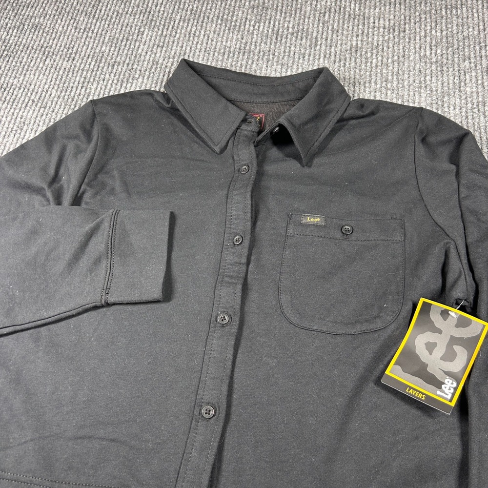 Lee Shirt Women's L Black Long Sleeve Cropped Button Down NWT Causal Western